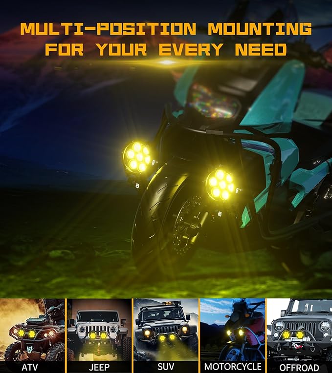 Kewig 4.5 Inch Motorcycle Auxiliary LED Fog Light 90W Amber White Driving - Image 7
