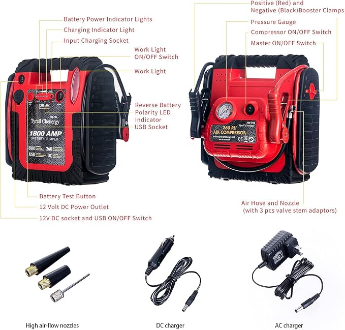 New Upgrade 1800A Car Battery Jump Starter - Image 8