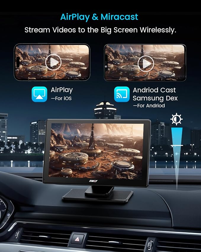 IK5 9" Wireless Apple CarPlay & Android Auto Screen, Portable Car Stereo - Image 7