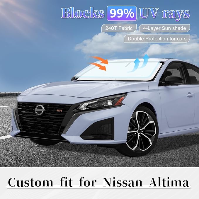 Sun Shade Sunshade for Nissan Altima Windshield Cover, 4-Layer Front Window - Image 2