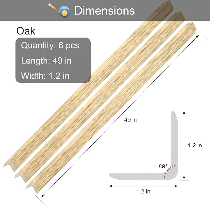 6 Pcs 49" Wall Corner Protector Trim, Oak Wood Grain Edge Strip - Image 5