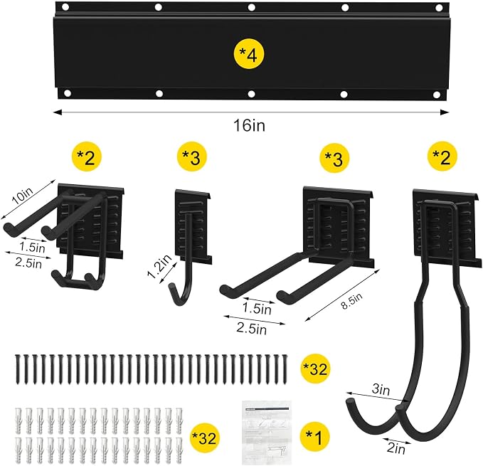 64 Inches Garage Tool Organizer Wall Mount, Yard Tool Hangers - Image 5