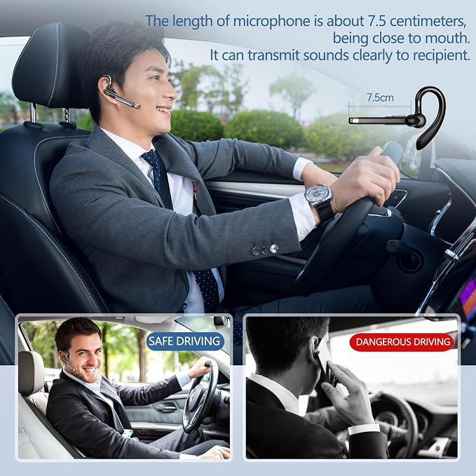 Bluetooth Headset, Wireless Bluetooth Earpiece - Image 5