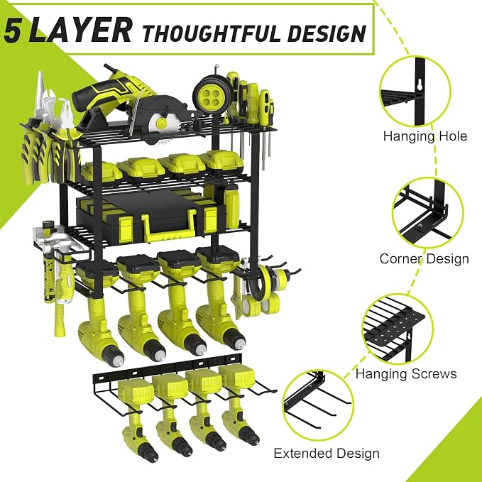 5 Layers 2 IN 1 Power Tool Organizer Wall Mount - Image 3