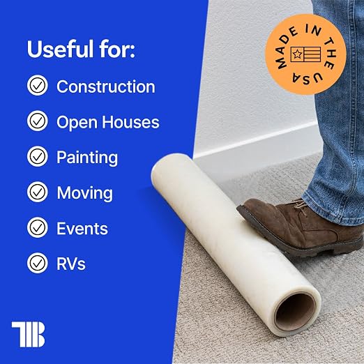 TapeManBlue Carpet Protection Film 36" x 200' roll. Made in The USA. Easy Unwind - Image 7