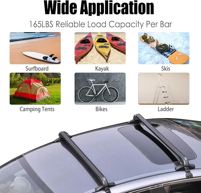 Universal Car Roof Rack, Adjustable Aluminum Alloy Crossbars Heavy Duty Roof - Image 5