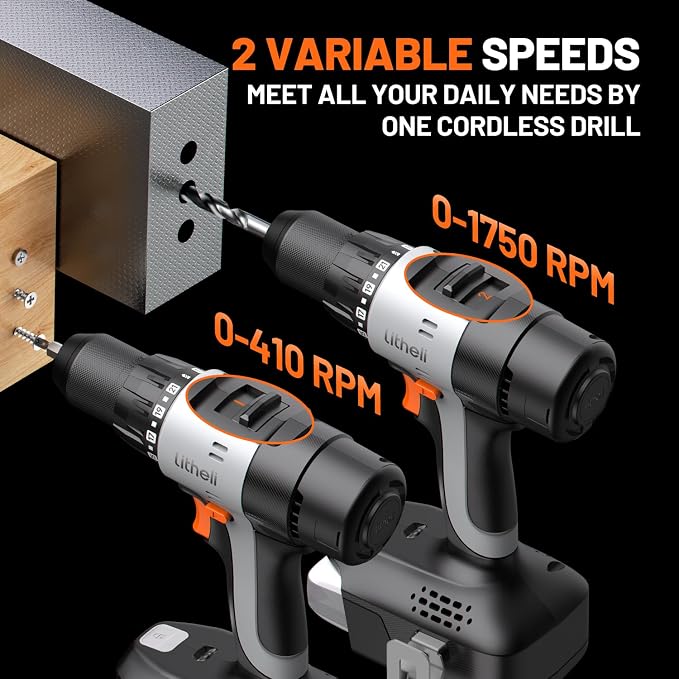 Litheli Cordless Drill Driver, Electric Power Drill - Image 3