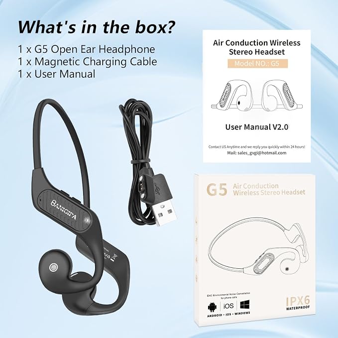 BANIGIPA Open Ear Headphones Wireless Bluetooth, Upgraded 5.3 Bluetooth - Image 9