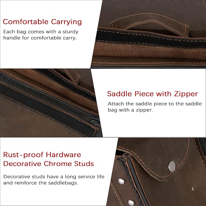 Dream Apparel Naked Cowhide Leather Motorcycle Saddle Bags Throw Over Saddlebags - Image 5