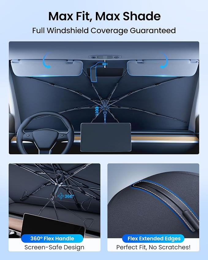 REEVAA 2025 Upgraded Car Windshield Sun Shade Umbrella Protect Interior - Image 4