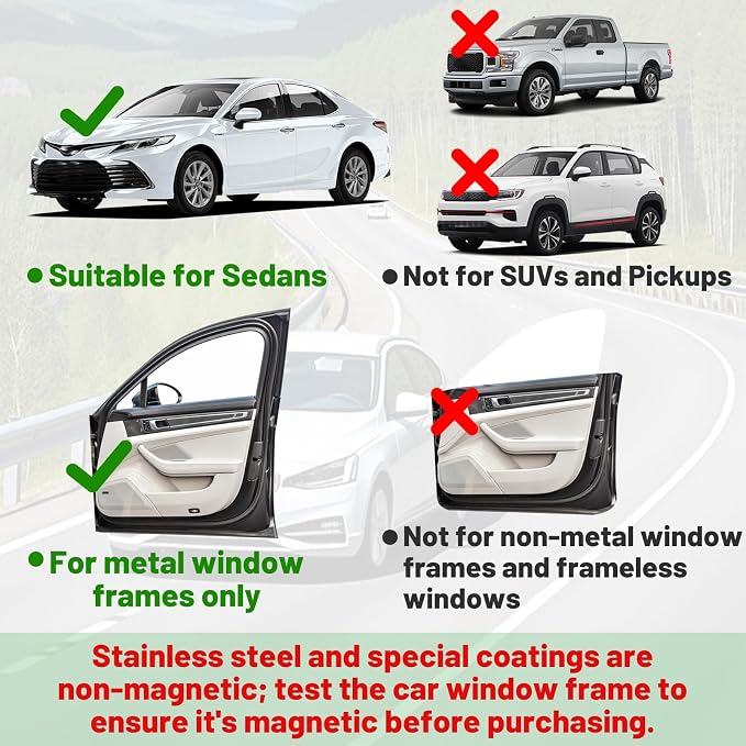 Set of 5 Car Privacy Curtains for Sedan- 4 Magnetic 31.5*18.9in Side Car Window - Image 4