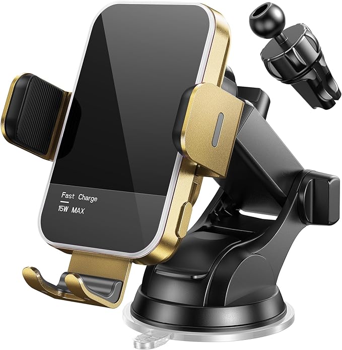 Wireless Car Charger, 【7 Colored RGB Backlit】 15W Auto Clamping Phone Holders by Mosurr