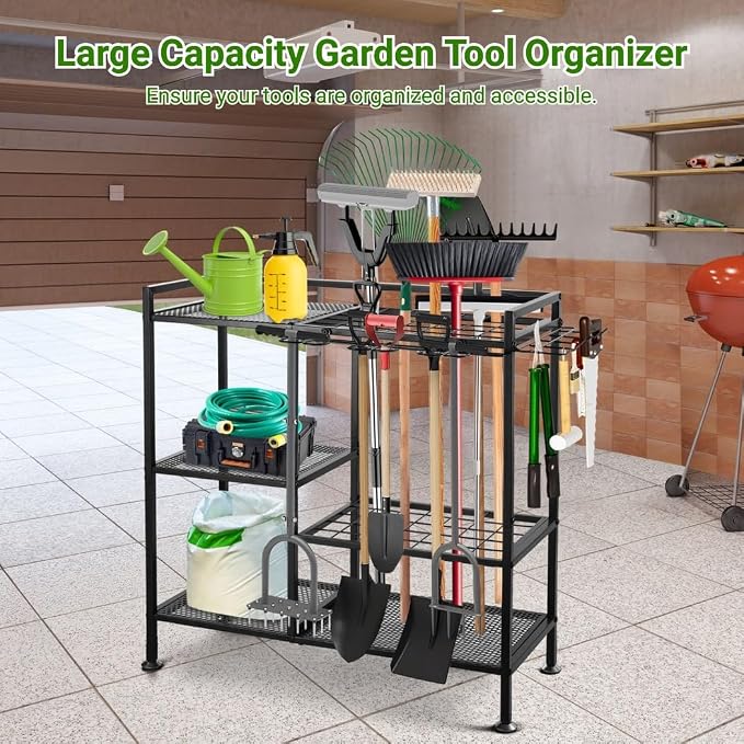 Garden Tool Organizer for Garage, 3 Tiers Garden Tool Holder - Image 2
