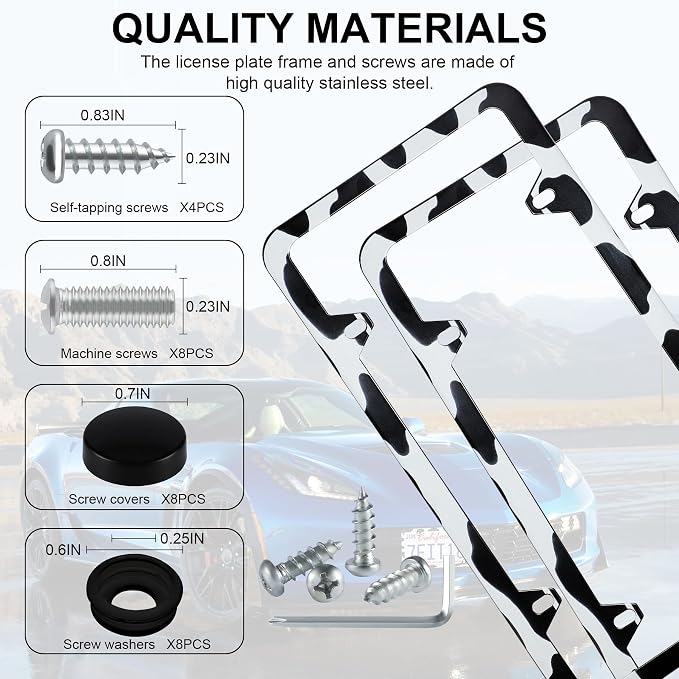 LivTee 4 Holes Stainless Steel License Plate Frames, Automotive Exterior - Image 4
