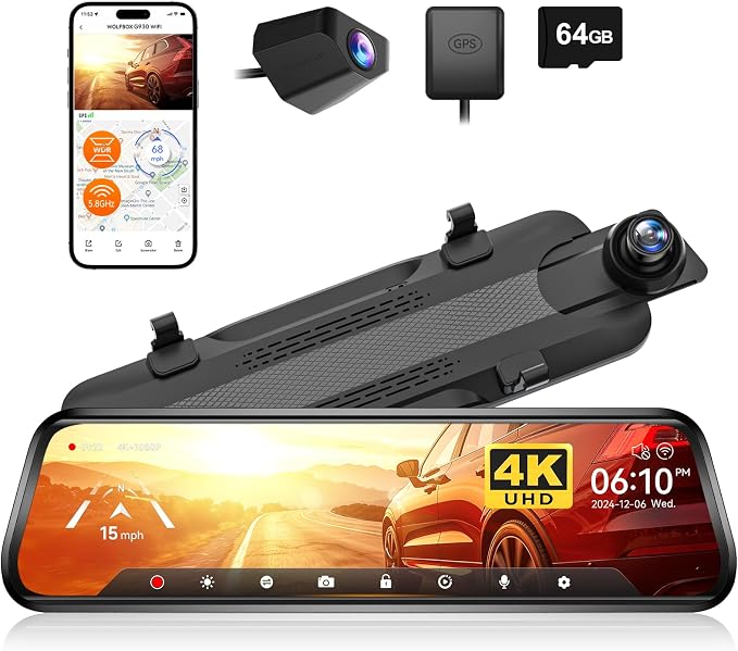 WOLFBOX G930 10'' Rear View Mirror Camera by WOLFBOX