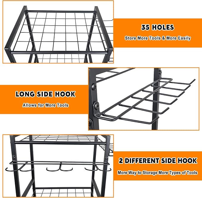 3 Tier Garden Tool Organizer, Yard Tool Tower Rack, Tool organizer up to 78 - Image 4