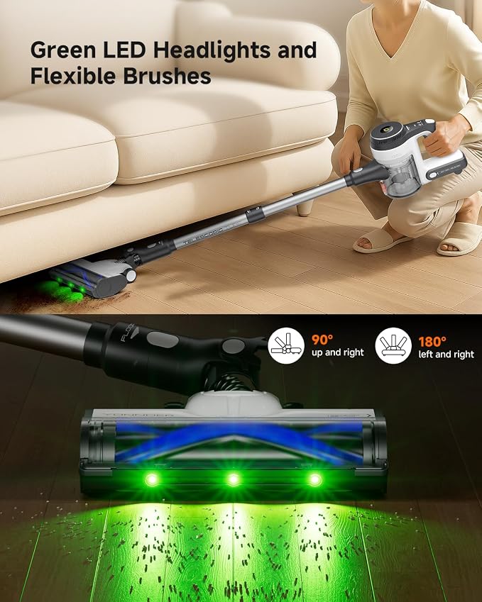 YONNDER Cordless Vacuum Cleaner, 48KPA/550W/60Mins Powerful Stick Vacuum - Image 5