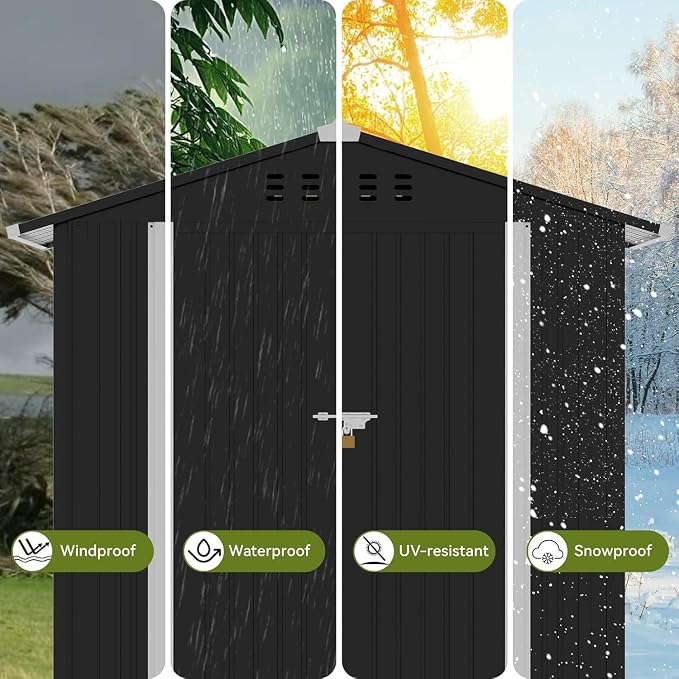 COMHOMA Shed Outdoor Storage Shed Metal, Lockable Doors Tool Sheds - Image 7