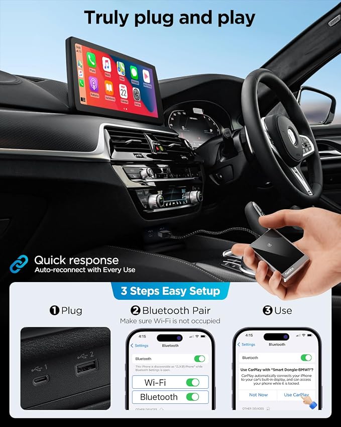 Wireless CarPlay Adapter for iPhone, 2024 Upgraded Dual-core 5G Chip, Converts - Image 3