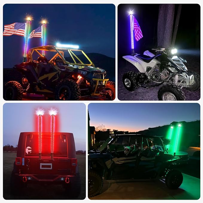 2Pack 2FT Fat Whip Lights, LED Whip Lights - Image 5