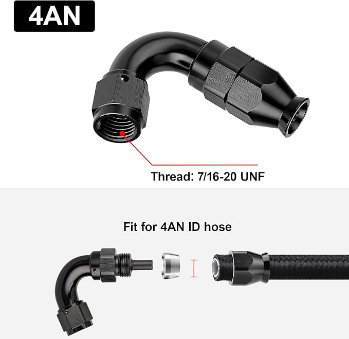 EVIL ENERGY 4AN 120 Degree PTFE One Piece Full Flow End Hose Fitting Aluminum - Image 4