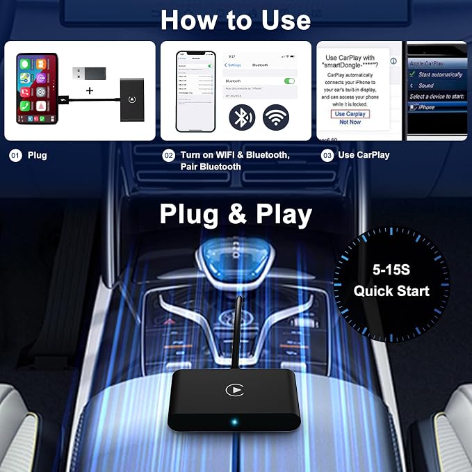 Wireless CarPlay Adapter, 2024 Upgrade CarPlay Wireless Adapter - Image 4