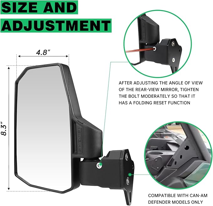 Defender Side Mirrors, The Spring Back Feature Allows Easy Reset After Fold - Image 5