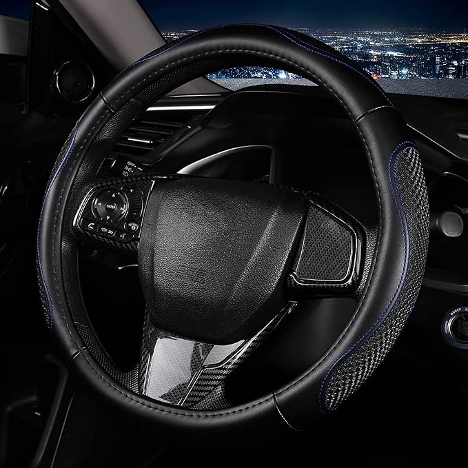 Leather Car Steering Wheel Cover 15 inch Universal Fit Microfiber Steering - Image 3