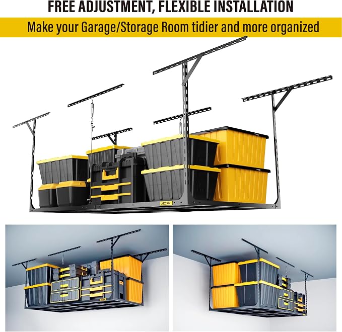 3x6ft Overhead Garage Storage, Adjustable Ceiling Mounted Storage Racks - Image 4