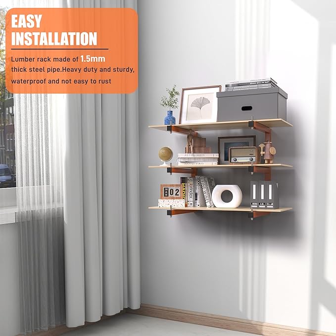 Lumber Rack Wall-Mounted Lumber Storage Rack, Heavy Duty Wood Storage Racks - Image 5