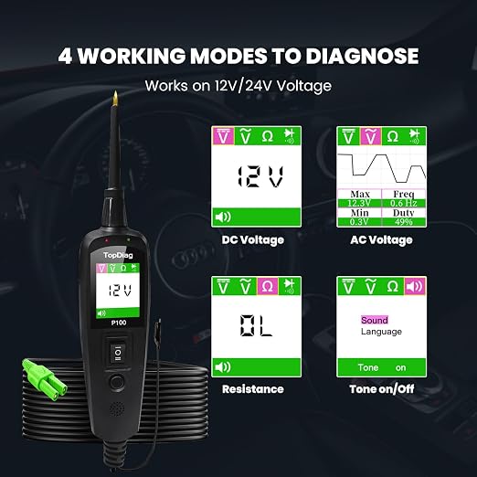 Power Circuit Probe Kit, P100 Car Circuit Tester, 12V 24V Automotive Electrical - Image 3