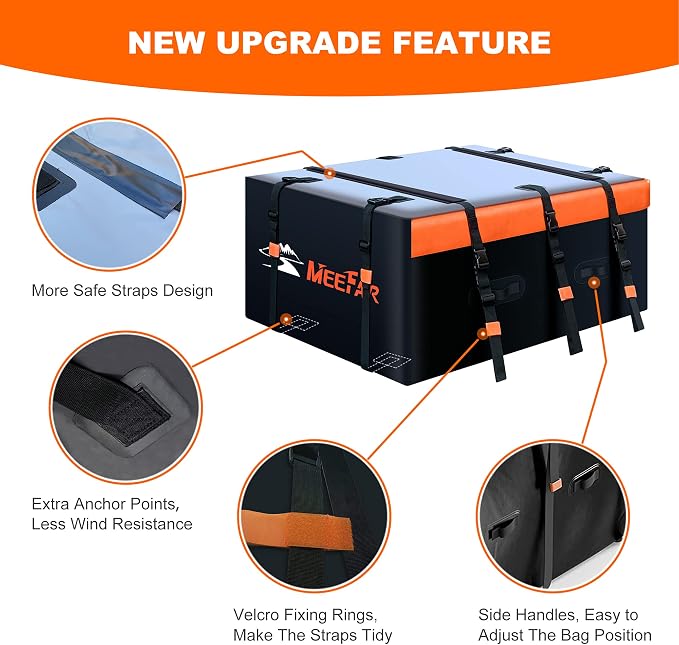 MeeFar Rooftop Cargo Carrier Car Roof Bag 21 Cubic Feet 100% Waterproof Car Top - Image 3