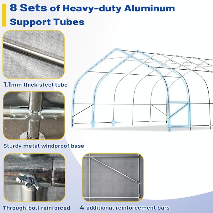 EROMMY 20x30 FT Heavy Duty Durable Carport, Galvanized Steel Frame Garage - Image 3