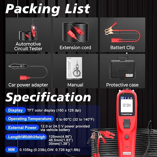 Autel PowerScan PS100 Power Circuit Probe Tester, Breaker Finder, 12V 24V - Image 7