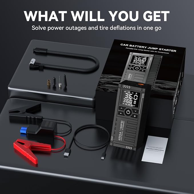 Car Battery Jump Starter with Air Compressor - Image 8