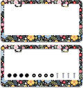 2Pcs Colorful Floral Flowers License Plate Frame Personalise Cute License Plate by Omw2fyb