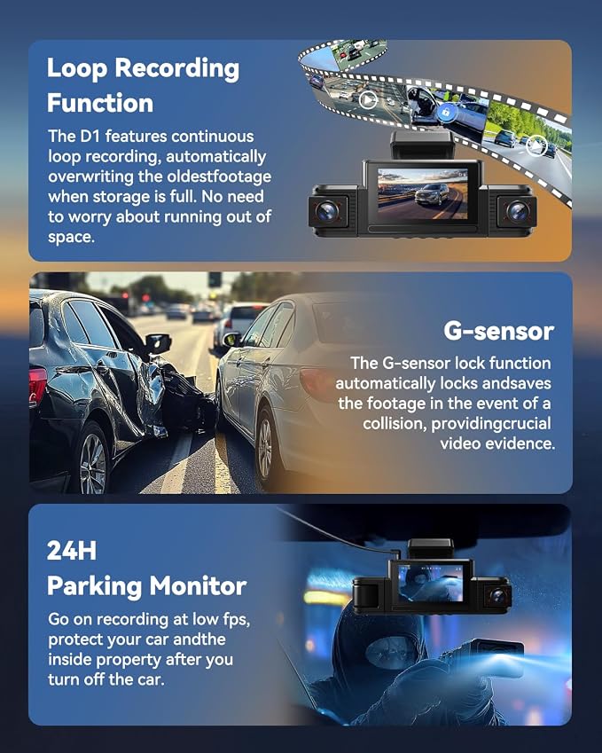 4 Channel Dash Cam 360° View, Front and Rear Inside Left Right, 2K Dash Camera - Image 4