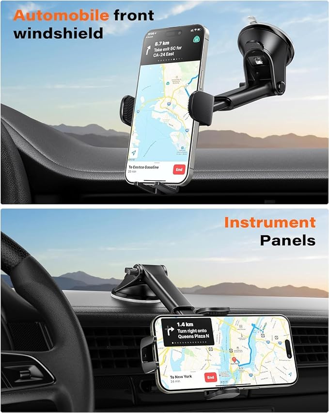 APPS2Car Car Phone Holder for Dashboard & Windshield, Adjustable Long Arm - Image 2