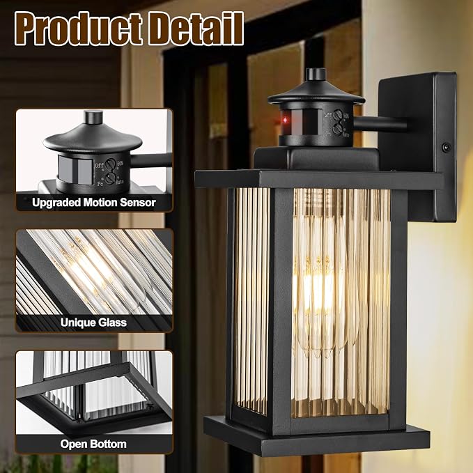 Porch Lights Outdoor Motion Sensor 2 Packs, Exterior Motion Sensor Light - Image 7