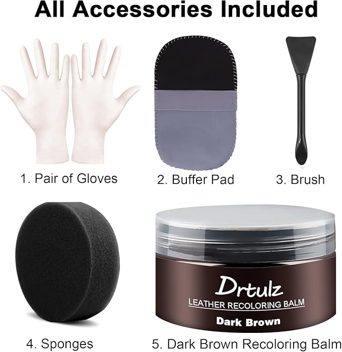 Dark Brown Leather Recoloring Balm, Leather Repair Kit - Image 6