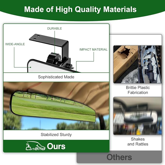 Golf Cart Mirrors Kit for EZGO Club Car Yamaha, No-Drilling Night Safety - Image 4