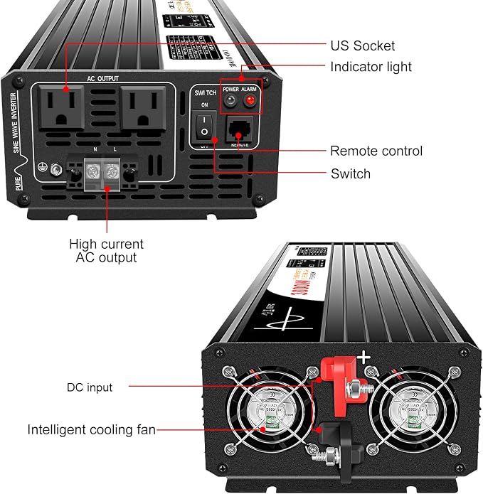 Xijia LCD-Display 3000W dc 48v to 110V 120V ac 60HZ Pure sine Wave Solar - Image 3