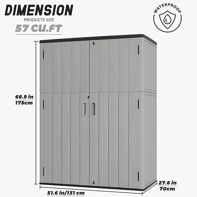 Plastic Outdoor Storage Cabinets, Vertical Sheds&Outdoor Storage - Image 4