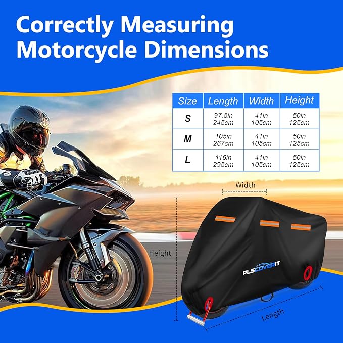 Motorcycle Cover, 600D Heavy Duty Waterproof Motorbike Cover, Dustproof - Image 8