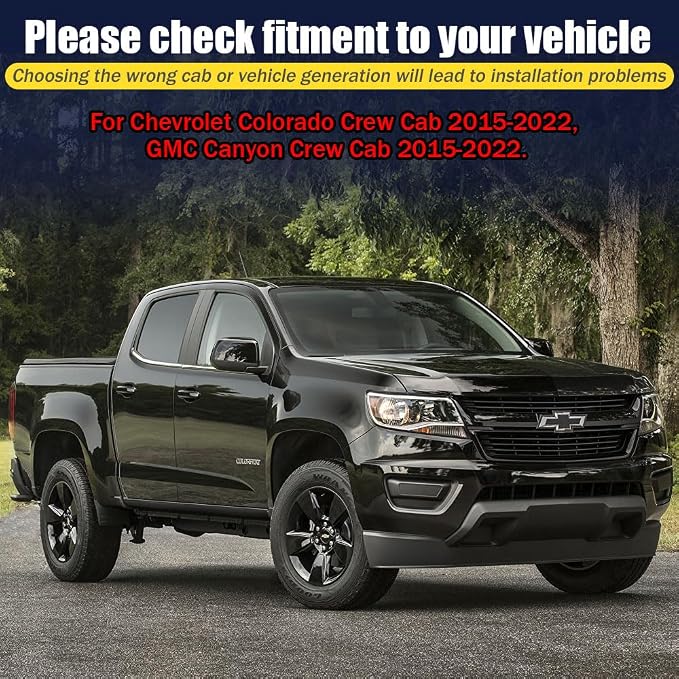 Rain Guards for Chevrolet Colorado/GMC Canyon Crew Cab 2015-2022, Tape-on Side - Image 6