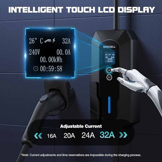GRECELL Level 2 EV Charger, 32A/7.4KW Electric Vehicle Portable Charger - Image 6