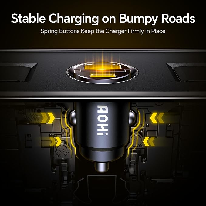 AOHI USB C Car Charger, PD 45W&QC 30W 2 Port Type-C Fast Charging Car Charger - Image 7