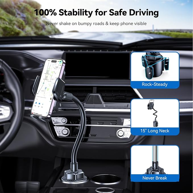 TECKNET Universal Car Cup Phone Holder – Adjustable Cradle Car Mount - Image 5