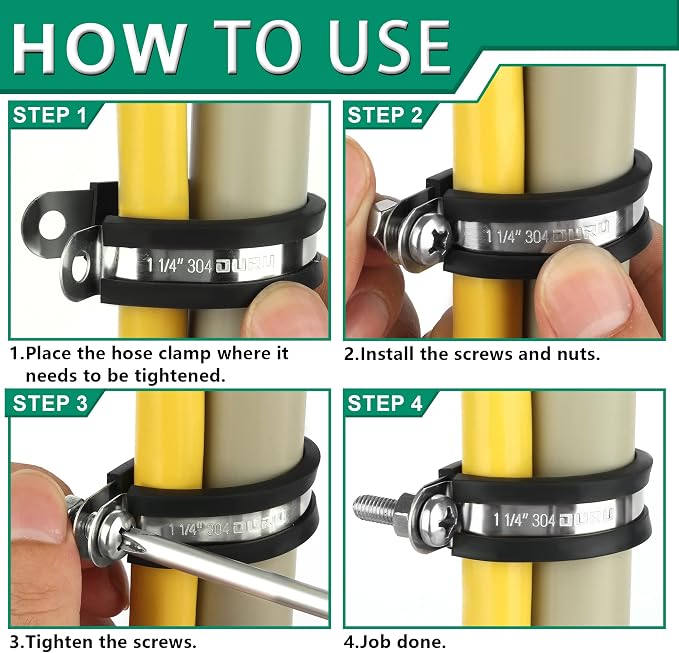 20pcs 1 Inch Stainless Steel Cable Clamps, Rubber Coated - Image 3