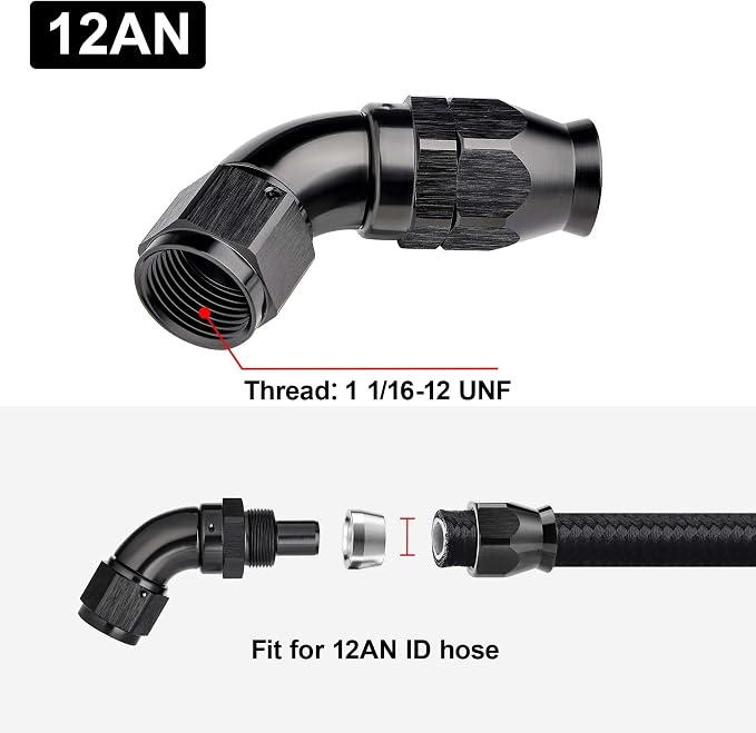 EVIL ENERGY 12AN 60 Degree PTFE One Piece Full Flow End Hose Fitting Aluminum - Image 4
